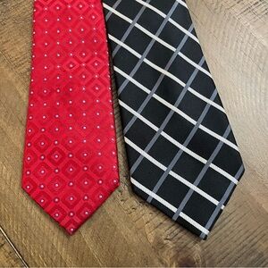 Donald J Trump Signature Collection Ties Lot‎ Of 2 Red Black silk